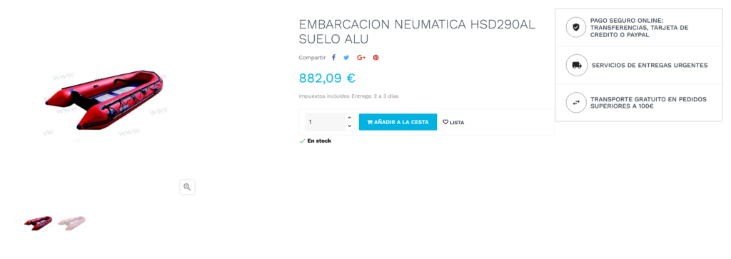Compra de lanchas neumáticas GoldenShip
